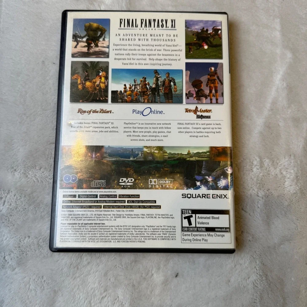 Playstation 2 Final Fantasy XI Online Game Disc‎ Case and Disc